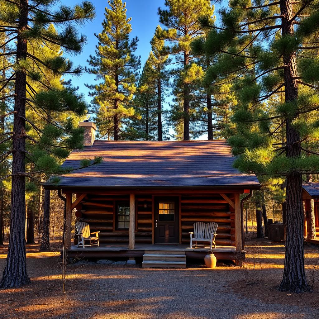 Mountain cabin in the Mormon Lake area surrounded by ponderosa pine forest